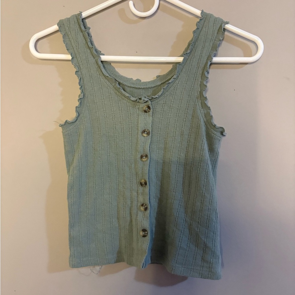 Mint Green Sleeveless Button-Up Top